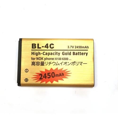 2PC/Lot, High Capacity BL-4C Gold Li-ion Battery Rechargable For Nokia BL 4C C2-05 2220 6100 6300 6136 6102i 6170 6260