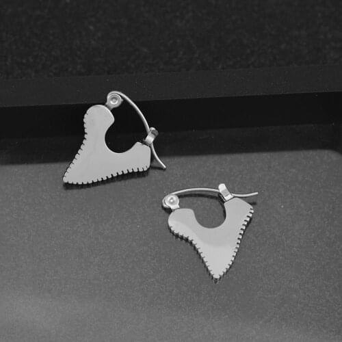 2019 New 1 pair stainless steel Shark Teeth Earrings Sawtooth Ear Stud Earring For Women Non Piercing Allergy Free Jewelry