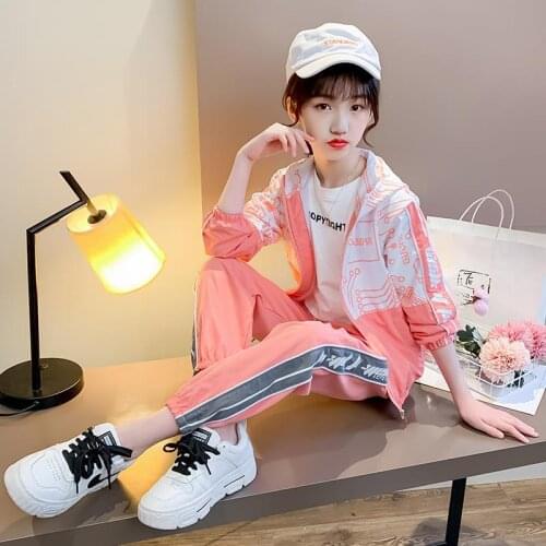 2021 Spring Casual Jackets Pants Suit School Girls Tracksuit Kids Clothes Set 10 12 Years Kids Costume Teen Girls Clothing Set