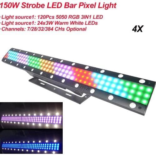 4Pcs/Lot 150W Strobe LED Bar Pixel Light LED Wall Wash Light DMX 512 LED Bar Stage Effect Light For Disco Party DJ Equipment