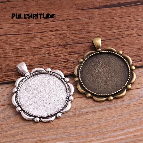 4pcs/lot 30mm Inner Size Two Color Classic Style Round Cabochon Base Setting Charms Pendant