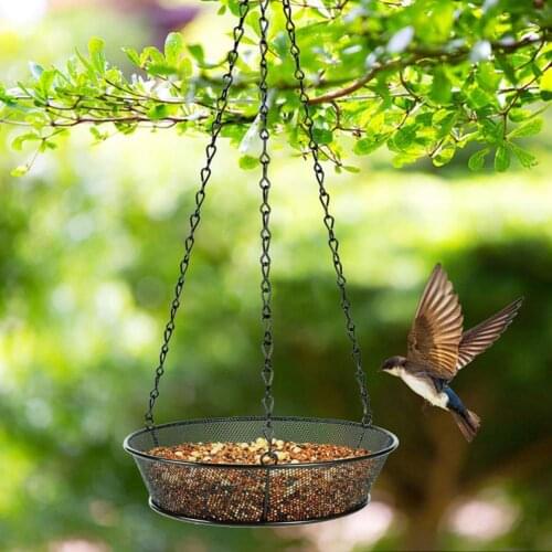 40%HOTBird Feeder Attractive for Bird Vintage Long Chain Metal Mesh SeedS1 Tray for Garden