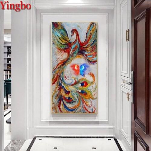 5D Diamond Painting Colorful Phoenix Bird Cross Stitch Full Square/Round Diamond Embroidery Mosaic Rhinestone Home Decor