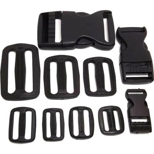 60 Pcs 1 Inches Black Nylon Triglides/Plastic Strap and Eye Buttons For Coats Belts Bag