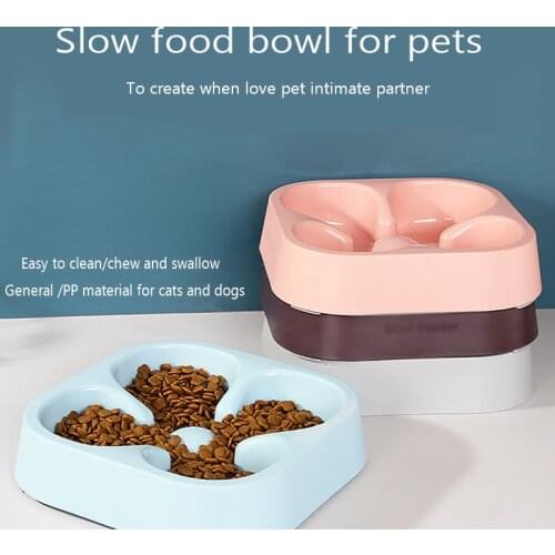 Dog Accessories Bowl For Cat Chiens Pet Slow Food Bowl Non-Slip Plastic Easy To Clean Cat And Dog Drink Water Bowls And Drinkers