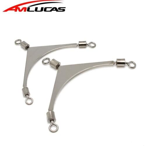 Amlucas 10pcs Pole swivel connectors fork points line metal hooks fishing tackle fishing supplies accessories fishhooks WE293