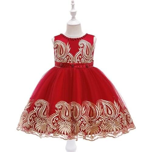 Aristocratic girl bridesmaid elegant tutu wedding baby flower girl high quality princess dress beading flower party dress