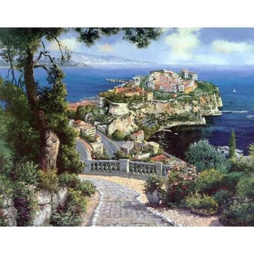 Free shipping Mediterranean seascape island landscape oil painting canvas prints printed on canvas art decoration picture