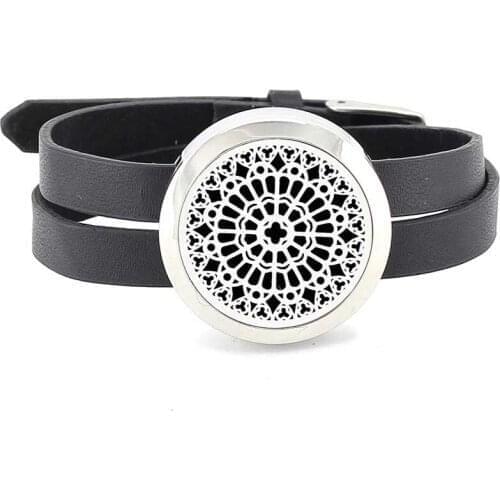 Free with Felt Pads! 316L Stainless Steel 30mm Twist Open New Essential Oil Diffuser Bracelet with PU Leather Band