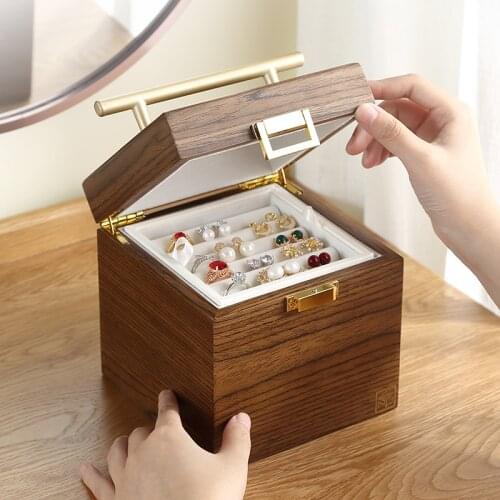 2020 Luxury Wooden Jewelry Box Organizer Three-layer Jewelry Storage Case Gift Casket Earring Rings Necklace Jewellery Boxes