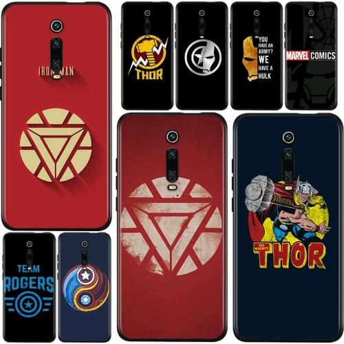 Marvel Avengers Hero Logo For Xiaomi Redmi 9i 9T 9A 9C 9 8A 8 GO 7 7A S2 Y2 6 6A 5 5A 4X Prime Pro Plus Black Phone Case