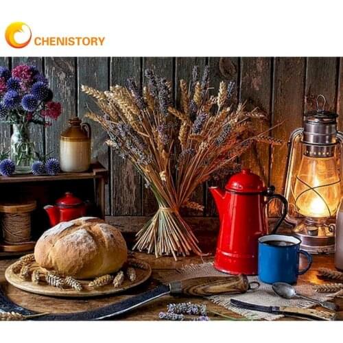 CHENISTORY Diy Oil Paint By Numbers For Adults Color Dinner Picture Hand Painted Framed On Canvas Modern Home Wall Decor Photo