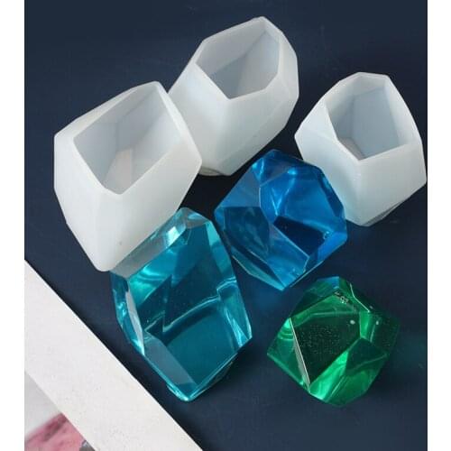 DIY Crystal Epoxy Faceted Stone Silicone Molds 3 Irregular Mirror Geometry Crystal Models