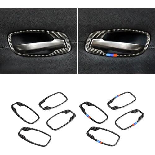 For BMW 5 Series E60 E61 2004 2005 2006 2007 2008 2009 2010 Carbon Fiber Car Interior Door Handle Pull Frame Cover Trim