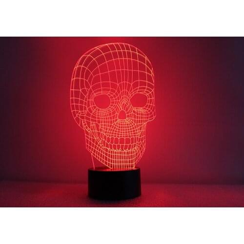 KUMALAZY New Skull Head Death Face Icon Visual Illusion LED 3D Light Nightlight Action Figure
