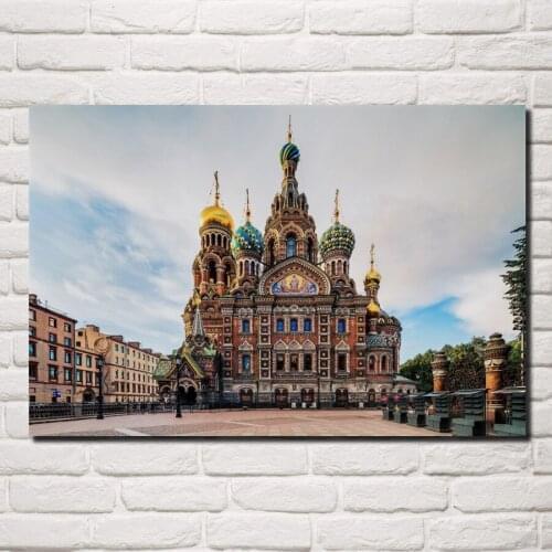 Saint Petersburg Church temple Russian city building living room decor home wall art decor wood frame fabric posters MD870