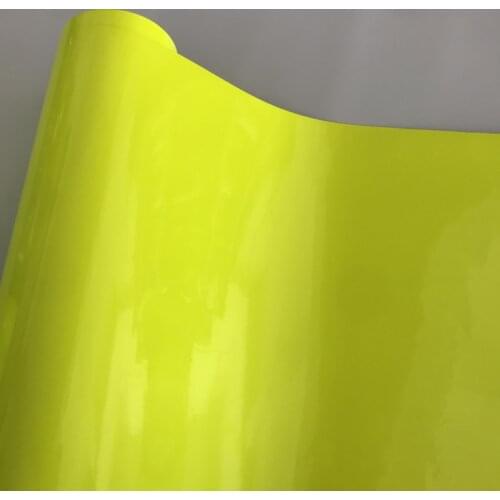 10/20/30/40/50x152cm Gloss Fluorescent Yellow Air-Release Vinyl Wrap Roll Glossy Car Body Sticker Wrapping Foil