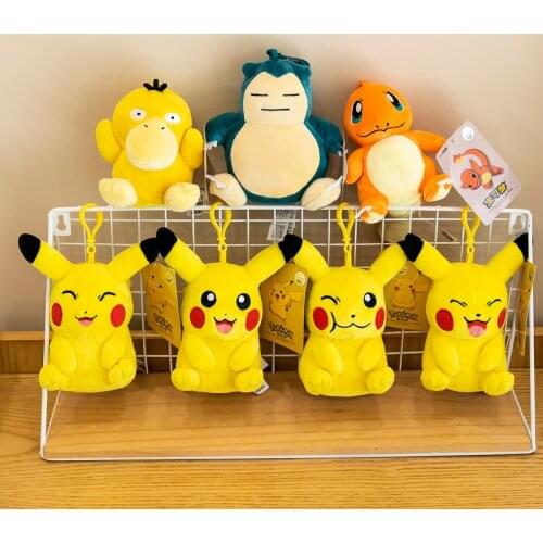 Kawaii Anime Pikachu Pendant Plush Doll Stuffed Toy Squirtle Bulbasaur Charmander Snorlax Ball Keychain Pokemon Gifts for Kid