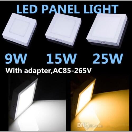 Square LED Panel Light 9W 15W 25W Surface Mounted Ceiling LED Downlight indoor led lighting lamp 85-265V 1pc/lot free shipping