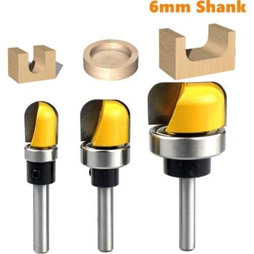 Woodworking Milling Cutter Set Round Bottom Line Knife Wood Carving Drill Bit 6mm Shank 1/2" 3/4" 1-1/8 Wood Cutting Tool