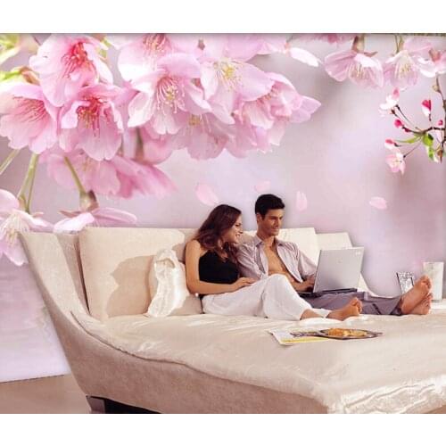 Wholesale Peach Flower mural 3d wall photo murals for bedroom sofa background wallpaper 3d wall fresco home decor 3d murals