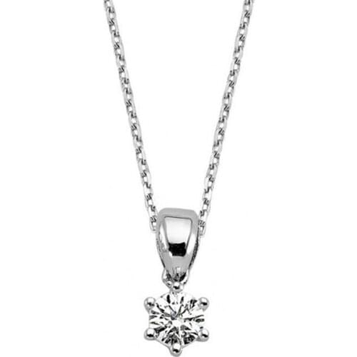 18K Gold Natural Diamond 0.08ct E-F vs Six Nail Solitaire Necklace WPN3461
