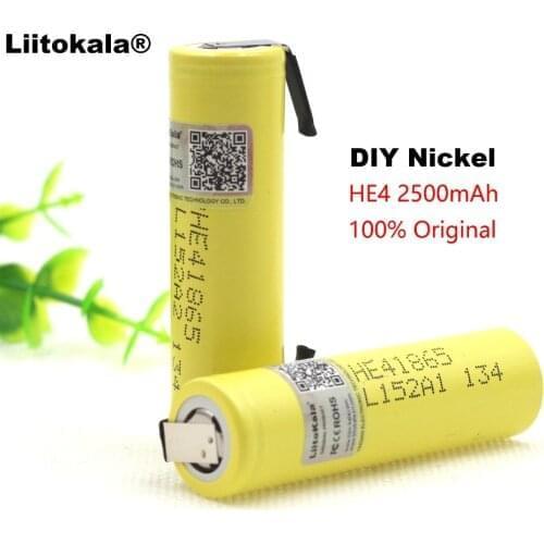 5PCS liitokala100% new original HE4 18650 rechargeable lithium-ion battery 3.6V 2500 mAh battery 20A 35A discharge + DIY nickel