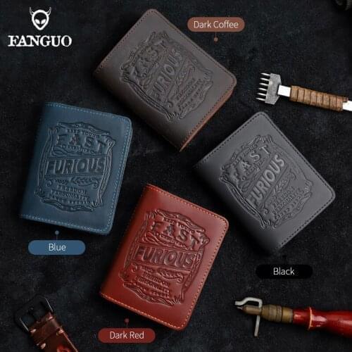 7 Card Slots Case Cover Genuine Leather Multi-function Certificate Bag FURIOUS Printed Credit Card ID Card Holder Small Purse