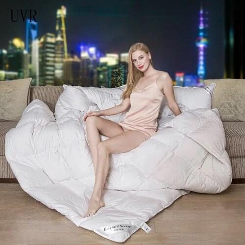 UVR Bedding Five-star Hotel White Goose Down Quilt Duvet 220*240 Winter Warm Quilt Blanket 100% Cotton Quilt Cover Bed Full Size