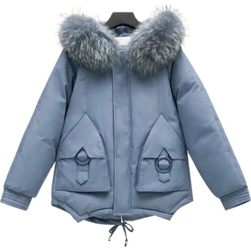 Womens Down Cotton Jacket New Loose Female Jacket Big Pockets Star Winter Coat Parkas Women Hooded Warm cotton padded Outerwear