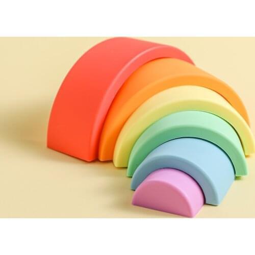 Rainbow silicone building blocks decoration childrens room decoration creative baby toys gifts can be freely built