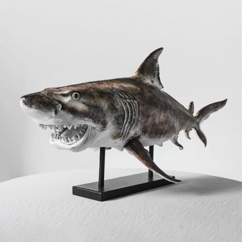 Realistic Creative Sculpture Art Table Large Sculpture Home Decor Shark Statue Animal Ornament Epoxy Resin Crafts