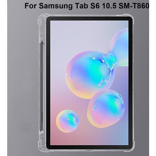 Silicone Case For Samsung Galaxy Tab S6 10.5 SM-T860 T865 Transparent Soft Case With Pencil Holder for Samsung SM-T860 T865 10.5