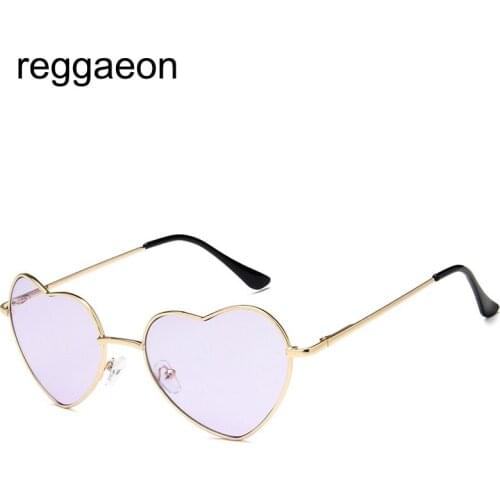 Sweet Basil Love Heart Shaped Sunglasses Female Metal Frame Retro Vintage Sunglasses Gold Frame Candy Color Glasses UV400