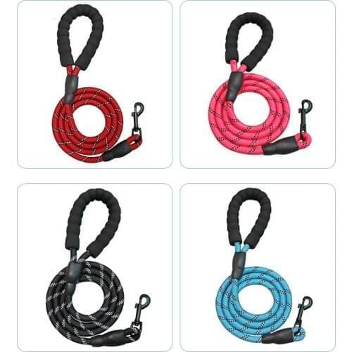 Pet Rope Reflective Strong Nylon 1.5M Long with Padded Handle Dog Leash Heavy Duty Training Durable Nylon Rope Leashes