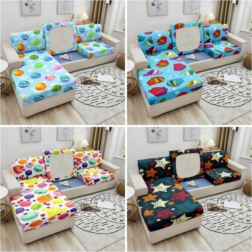 L Shape Corner Couch Elastic Cushion Cover For Living Room Furniture Protector Cartoon Couch Sofa Cover 1/2/3/4-Seater
