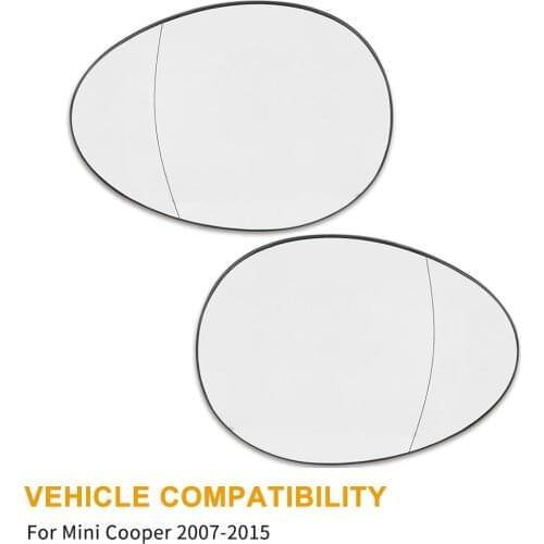 X Autohaux Mirror Glass Heated With Backing Plate Side Rear View Mirror Glass For 2007-2015 BMW Mini Cooper