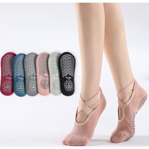 Women High Quality Bandage Yoga Socks Non-slip Quick Dry Damping Pilates Ballet Socks Good Grip for Women Cotton Socks
