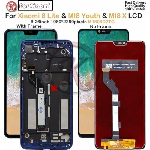 For Xiaomi Mi 8 Lite with frame LCD Display Touch Screen Replacement Digitizer Assembly For Xiaomi Mi8X MI8 Youth Pantalla