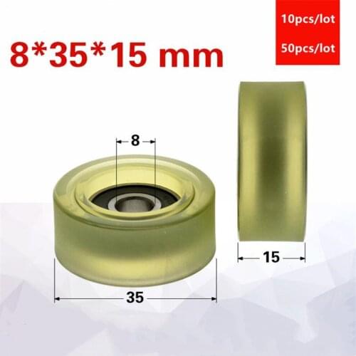 10pcs/50pcs 8*35*15mm PU60835-15 polyurethane PU 608 608RS Mechanical automatic low noise roller bearing friction pulley 8x35x15