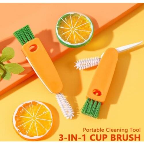 3 In 1 Bottle Cup Brush Portable Multifunctional Lunch Box Rubber Ring Groove Cleaning Brush Cup Cover Cleaning Brush 2021 New