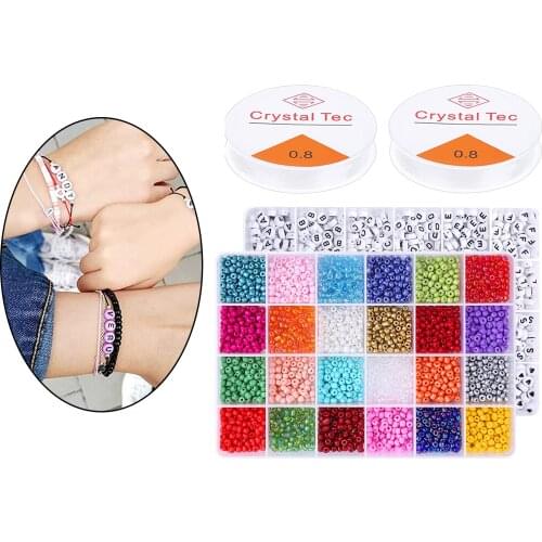 Acrylic Letter Beads A-Z Bracelet Making Beads 4mm Come with 2 Rolls of Elastic Cord to Make Jewelry DIY Crafts 4000 Pieces
