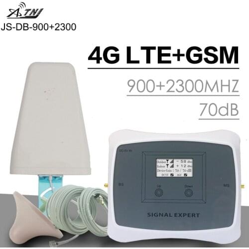 ATNJ 2G GSM 900 LTE 2300 70dB Gain Power Dual Band Mobile Phone Signal Booster LTE 2300 Cell Phone Cellular Signal Repeater Set