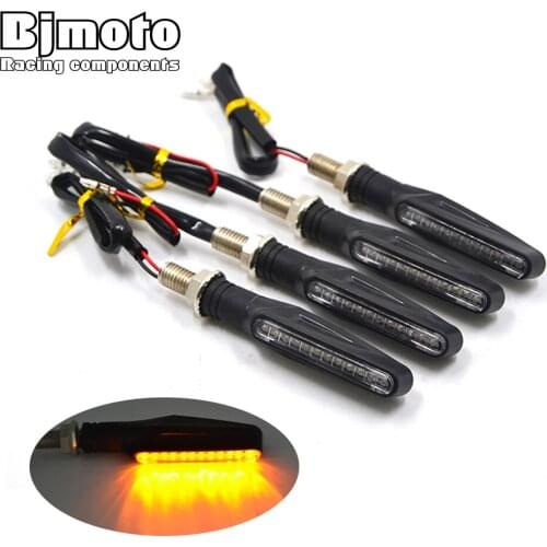 BJMOTO 4Pcs 12V Universal Motorcycle Motorbike LED Turn Signal Indicator Amber Light Bendable UNBreak Lamps