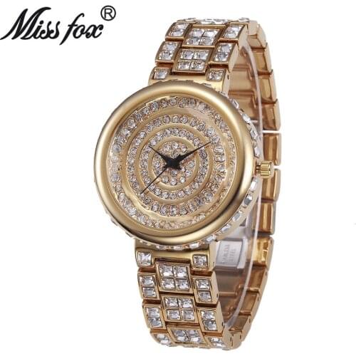 Miss Fox Luxury Watches Women Top Brand Diamond ladies Quartz Watches Steel Japan Movement Female Montre Femme Bayan Kol Saati