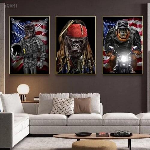 Gunny Art of Soldier Gorilla Canvas Paintings on The Wall Art Posters Prints for Living Room Wall Pictures Home Cuadros Decor