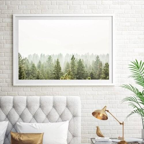 Arial Forest Tree Top Wall Art Woodland Canvas Painting Fog Tree Photo Landscape Posters And Prints Wall Pictures Home Decor