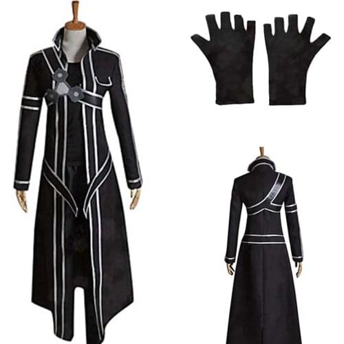 Anime Sword Art Online Kirigaya Kazuto Kirito Black swordsman suit Cosplay Costume Custom made