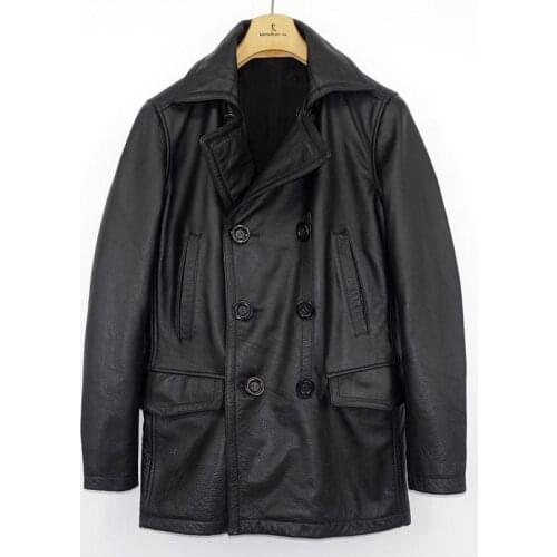 AVIREXFLY 2018 Mens Vintage Gray Motorcycle Leather Jacket 100% Genuine Thick Cowhide Male Suit Coats M-5XL