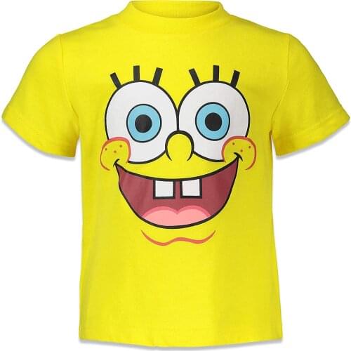 2021 Hot Sale Baby Funny Spongeed Bob 3D Printing Short Sleeve Cartoon Anime Boy Girls T-Shirts Parent-Child Outfit Casual Top